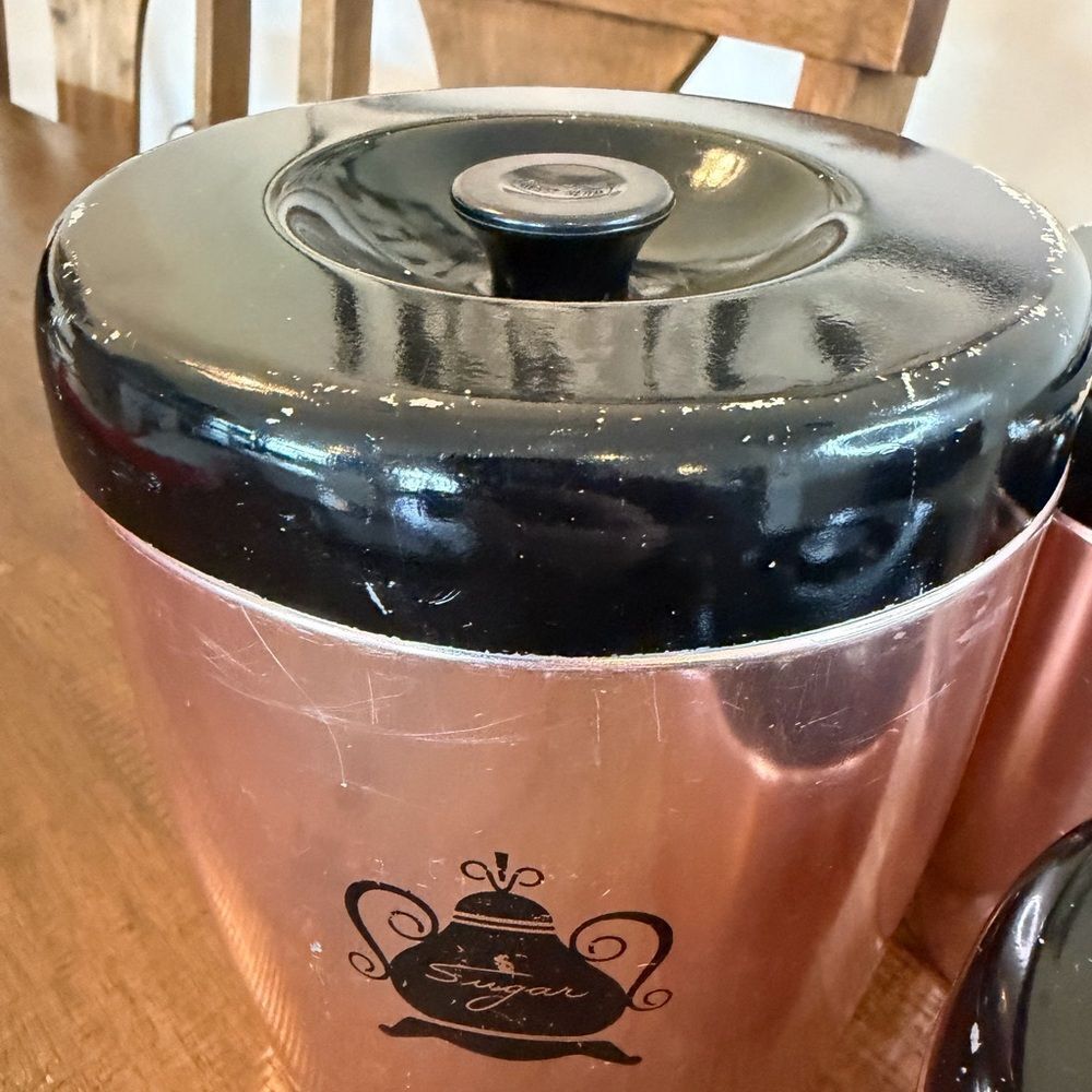 West Bend Copper Colored Aluminum Canisters Coffee-Sugar-Tea - Picture 9 of 10